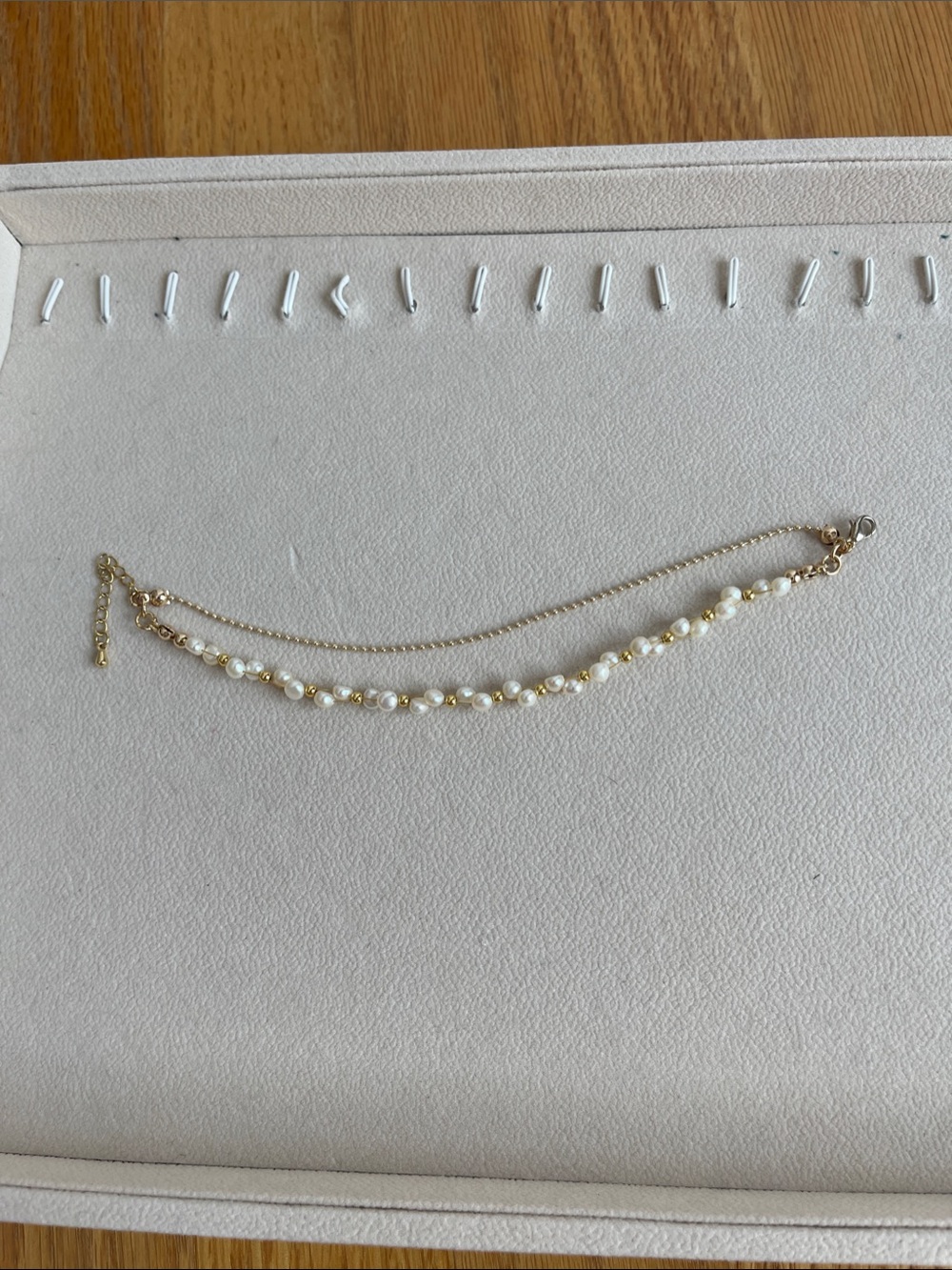 Gold Double-Strand Bracelet with White Pearls - Women Jewelry